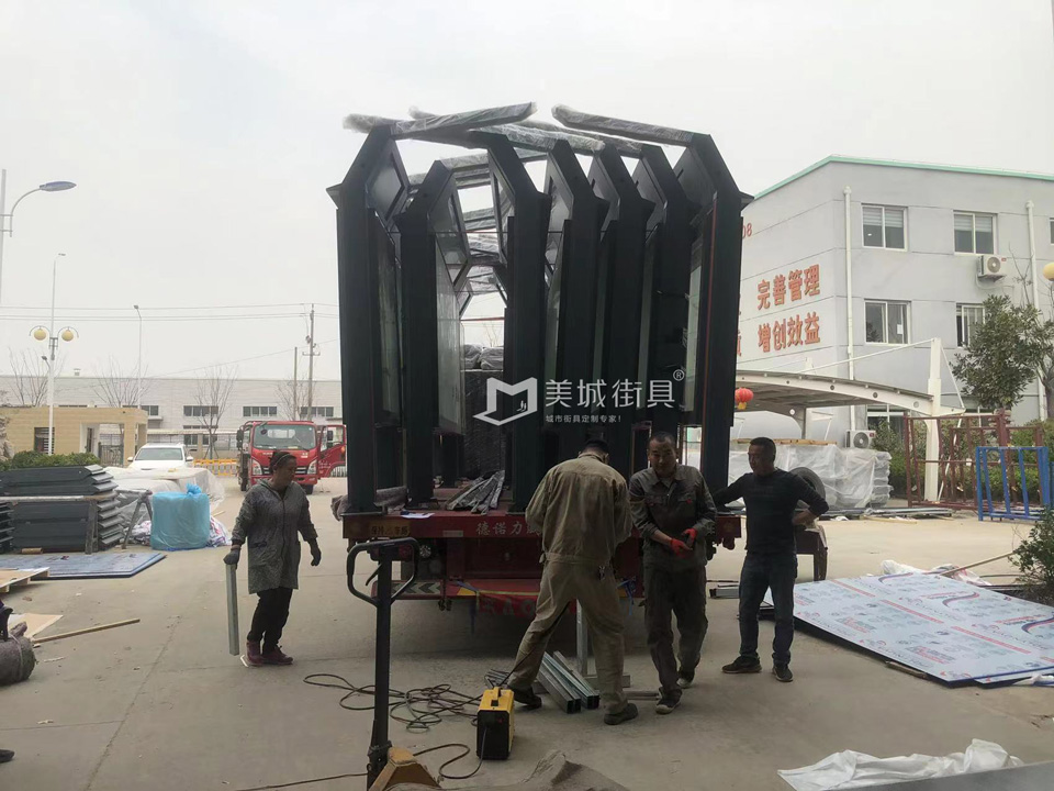 2023.3.11美城街具供應湖（hú）北武漢候車亭發貨實拍